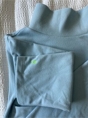 Dudley Stephens Blue Turtleneck Cropped Terry Fleece Pullover